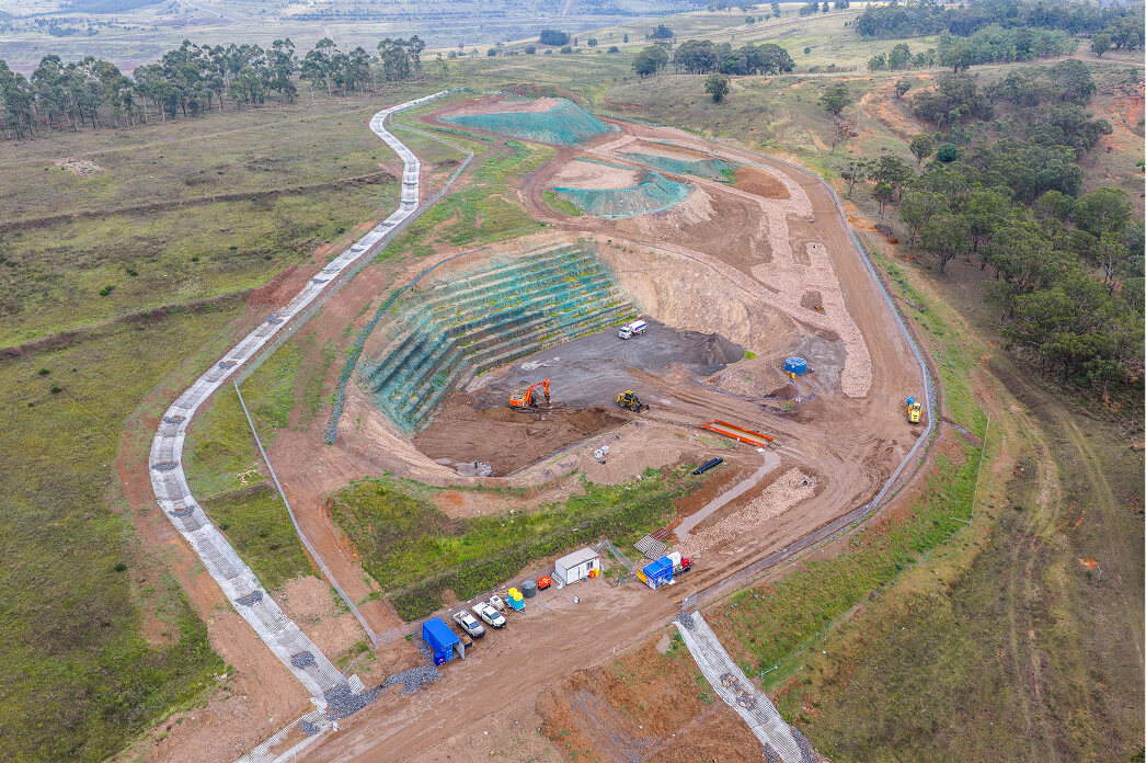 An aerial photo of a industrial site