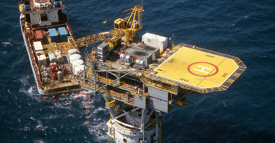 Aerial photo of an oil rig