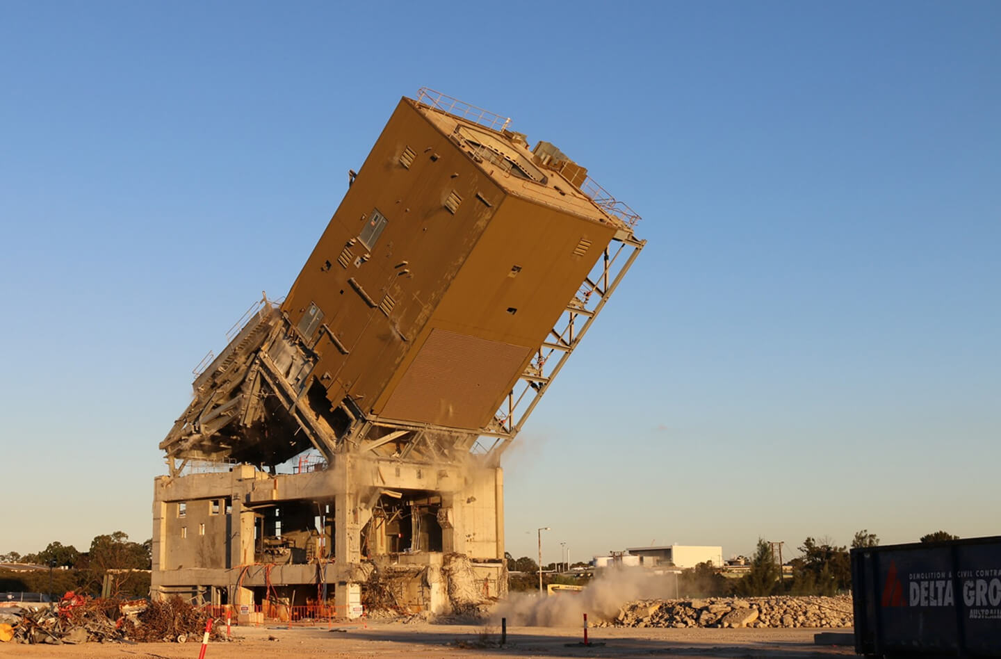 Photo of a building structure collapsing